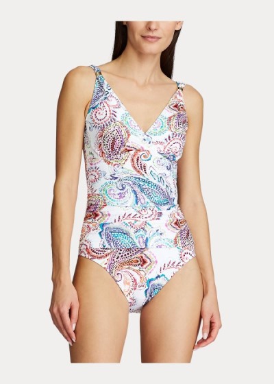 One-Piece Ralph Lauren Mujer Blancos - Paisley Surplice - PNCAM2304